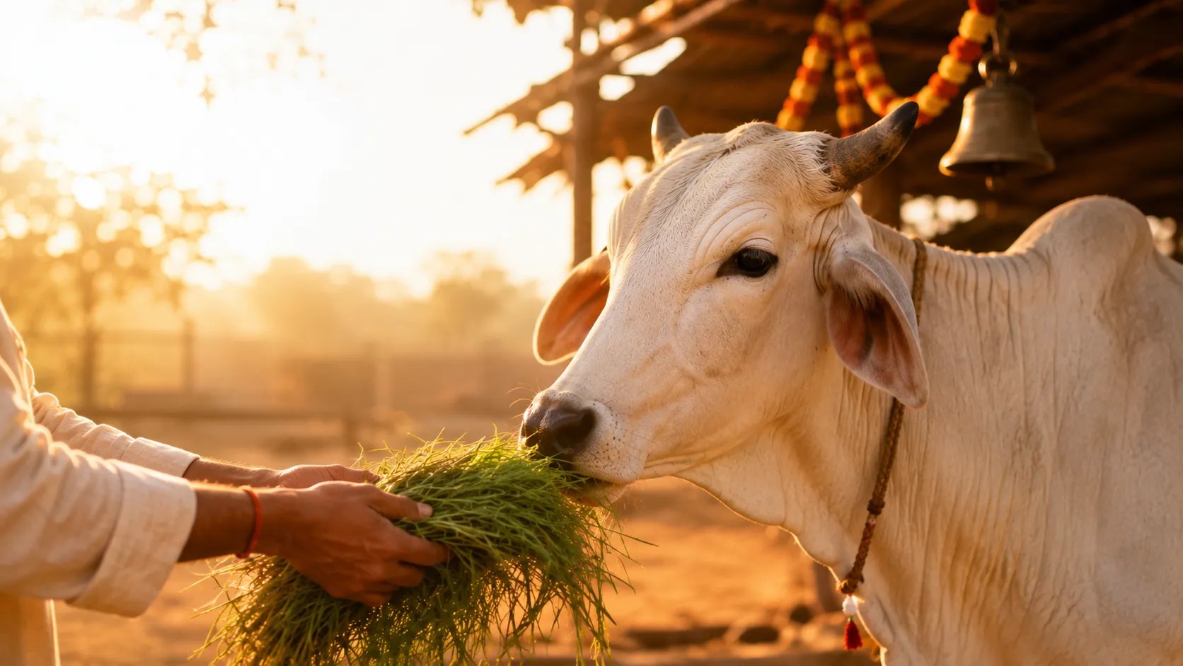 Gau Seva — feeding and caring for cows