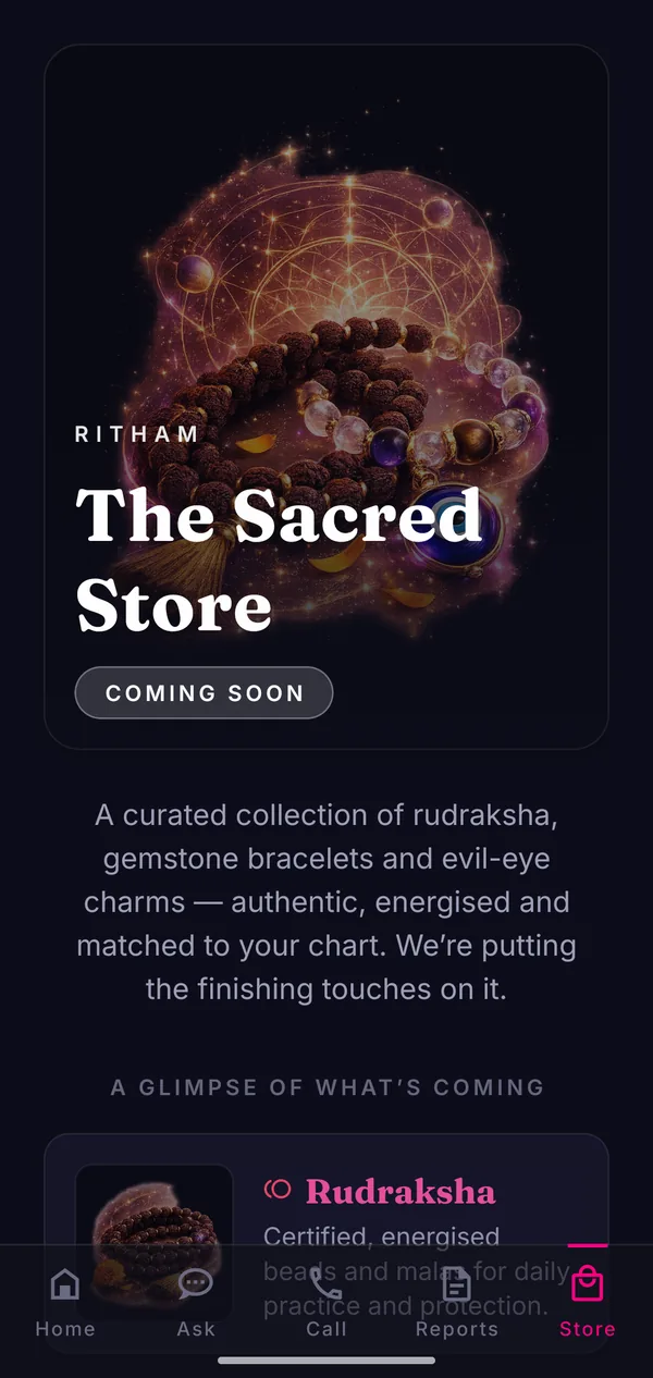 Ritham sacred store screen